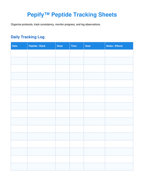 Pepify™ Peptide Tracking Sheet PDF