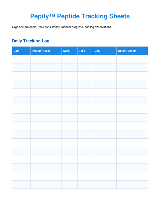 Pepify™ Peptide Tracking Sheet PDF